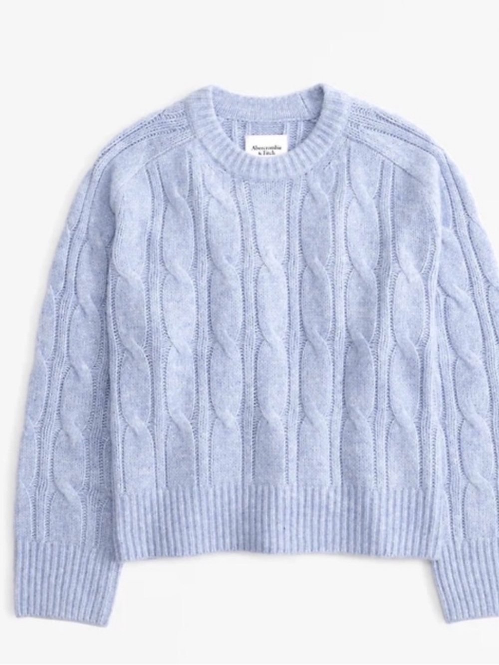 Abercrombie & Fitch "Madeline" Light Blue Soft Cable Knit Crew Sweater